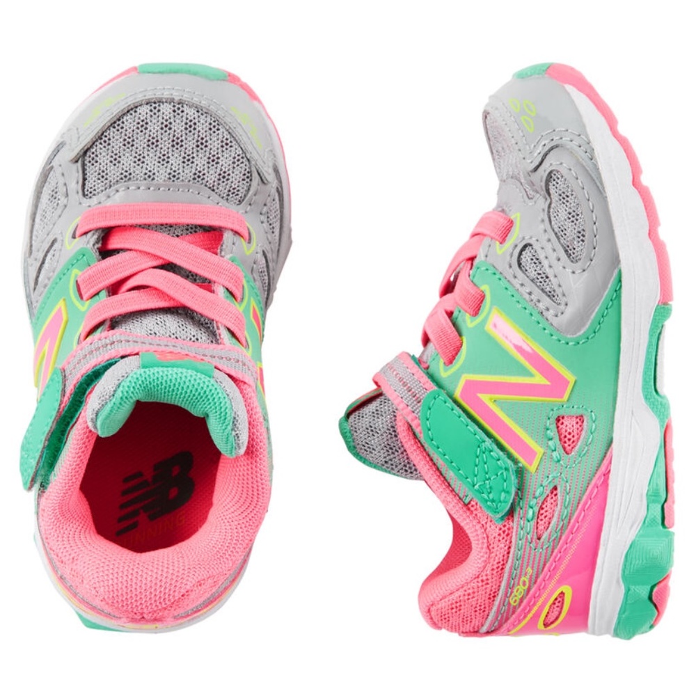 New Balance Girls Pink & Green Sneakers